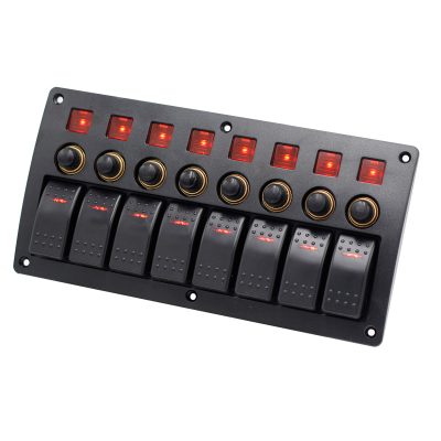 Waterproof 12V 24V 8 Gang Push Button Toggle Rocker Switch Panel for Car Boat Marine